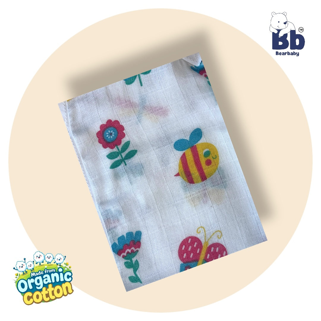 Baby Unisex Organic Cotton Muslin Jhabla -Size 0M to 3M-Combo Pack Of 3-Assorted Print 3