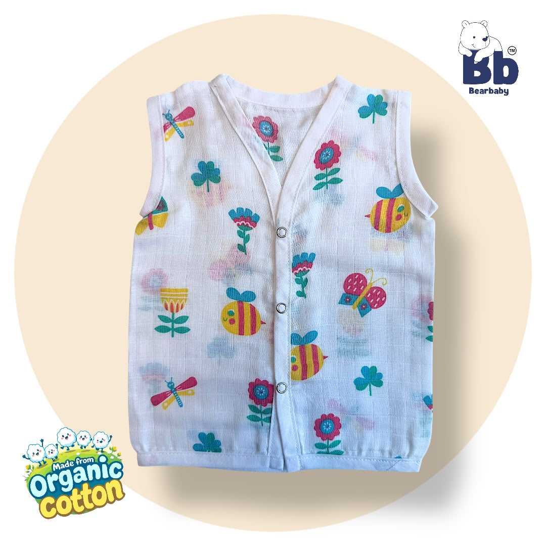 Baby Unisex Organic Cotton Muslin Jhabla -Size 0M to 3M-Combo Pack Of 3-Assorted Print 4