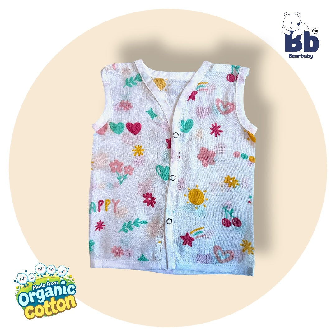 Baby Unisex Organic Cotton Muslin Jhabla -Size 0M to 3M-Combo Pack Of 3-Assorted Print 5