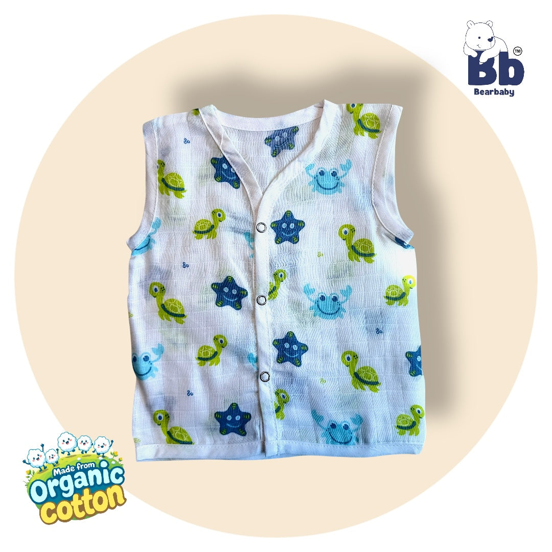 Baby Unisex Organic Cotton Muslin Jhabla -Size 0M to 3M-Combo Pack Of 3-Assorted Print 5