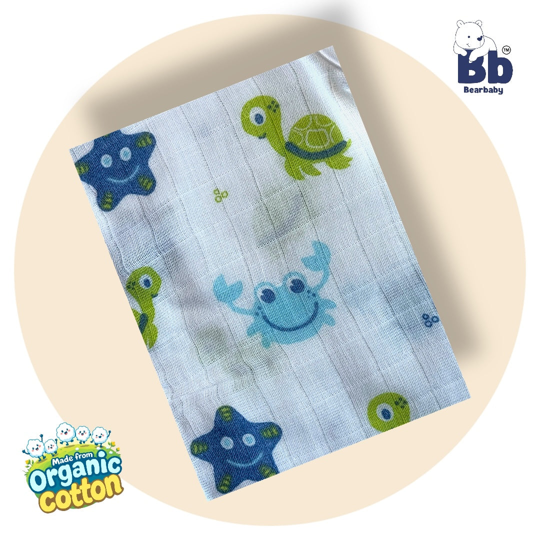Baby Unisex Organic Cotton Muslin Jhabla -Size 0M to 3M-Combo Pack Of 3-Assorted Print 5