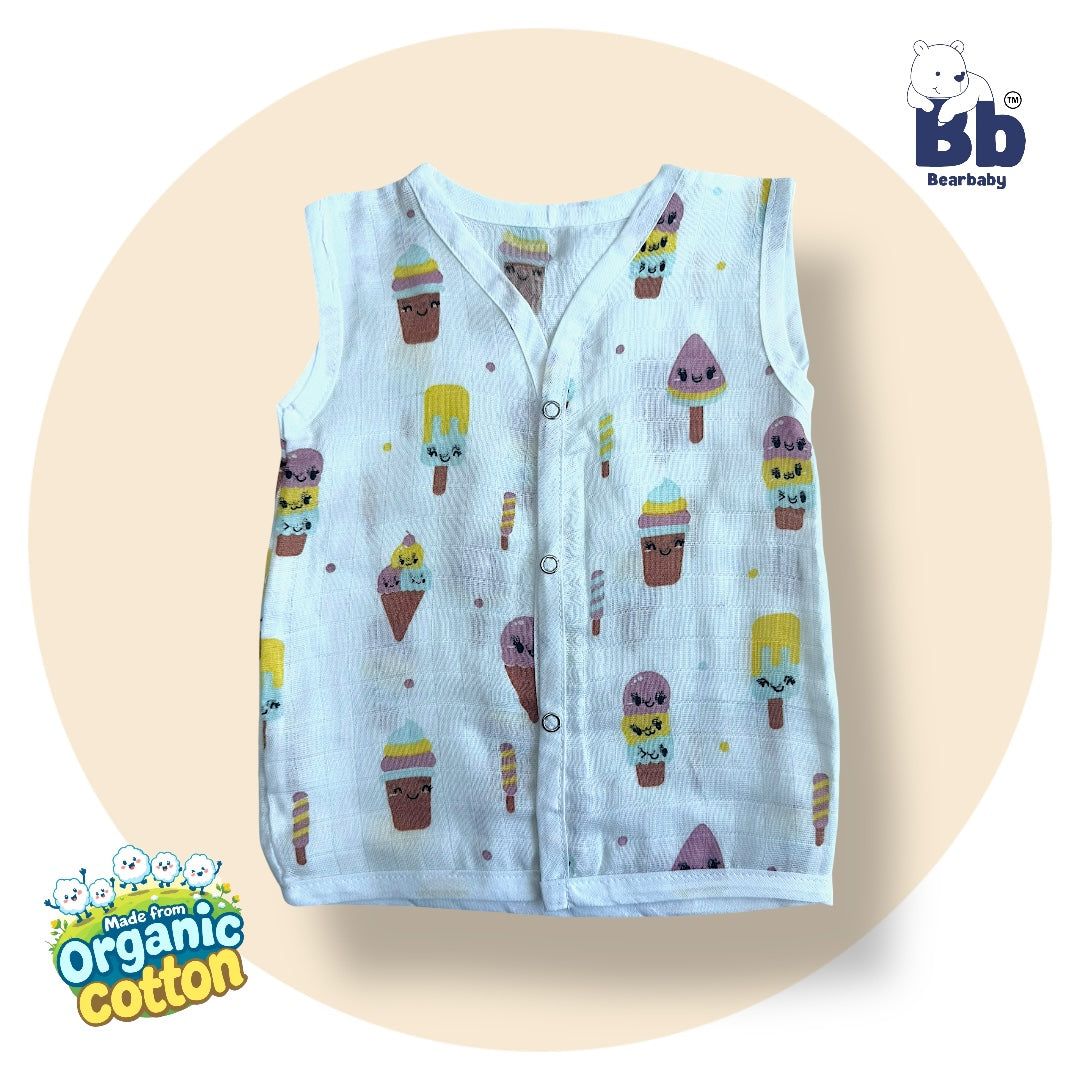 Baby Unisex Organic Cotton Muslin Jhabla -Size 3M to 6M-Combo Pack Of 3-Assorted Print 3