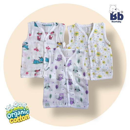Baby Unisex Organic Cotton Muslin Jhabla -Size 3M to 6M-Combo Pack Of 3-Assorted Print 4