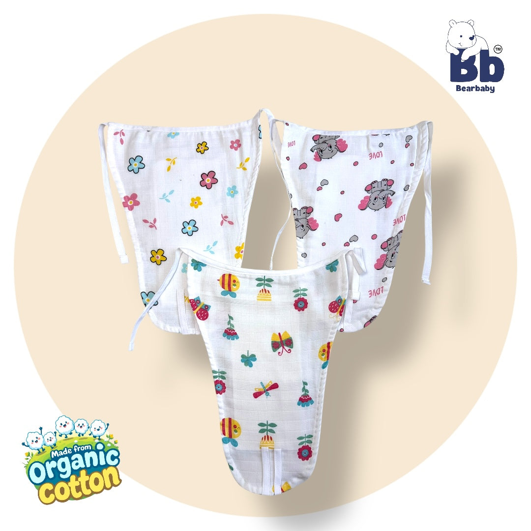 Organic Cotton 5Layer Insert Muslin Nappy -Size 3M to 6M-Combo Pack Of 3-Multi Print