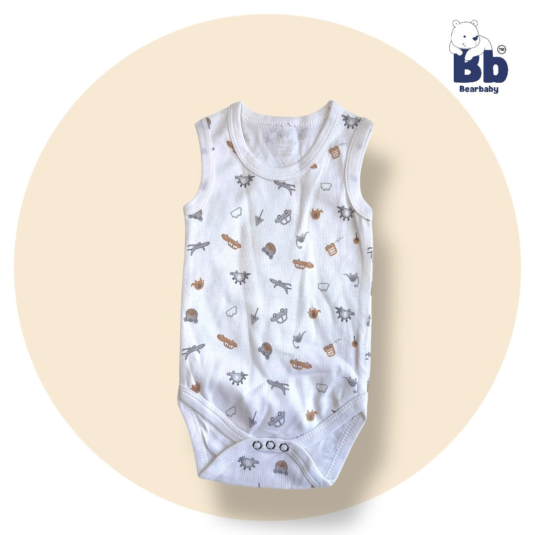 Baby Cotton Roamper Sleevless/UniSex -Size 3M to 6M-Combo Pack Of 3-Multi Print1