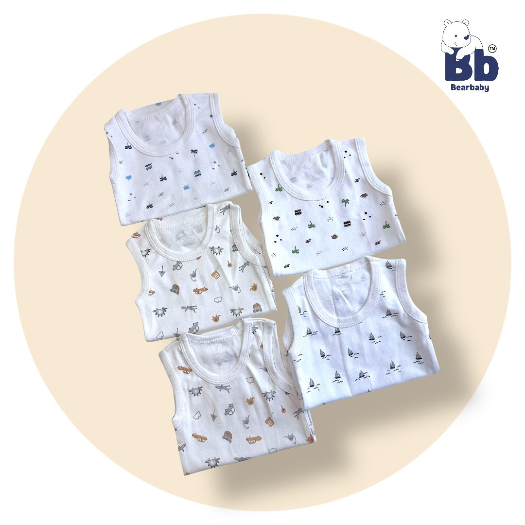 Baby Cotton Roamper Sleevless/UniSex -Size 3M to 6M-Combo Pack Of 5-Multi Print1