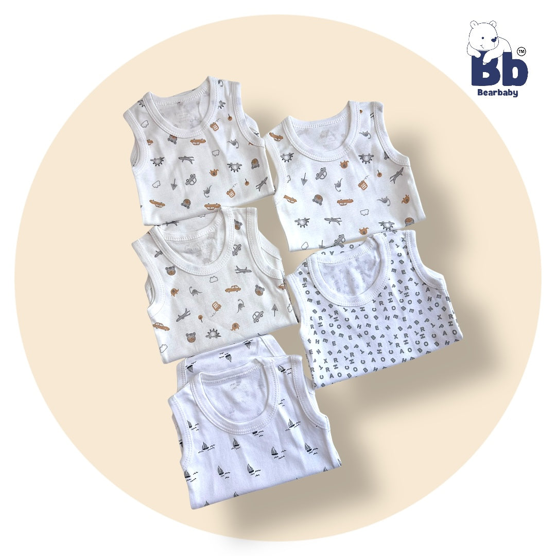 Baby Cotton Roamper Sleevless/UniSex -Size 3M to 6M-Combo Pack Of 5-Multi Print1