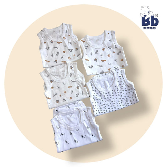 Baby Cotton Roamper Sleevless/UniSex -Size 3M to 6M-Combo Pack Of 5-Multi Print1