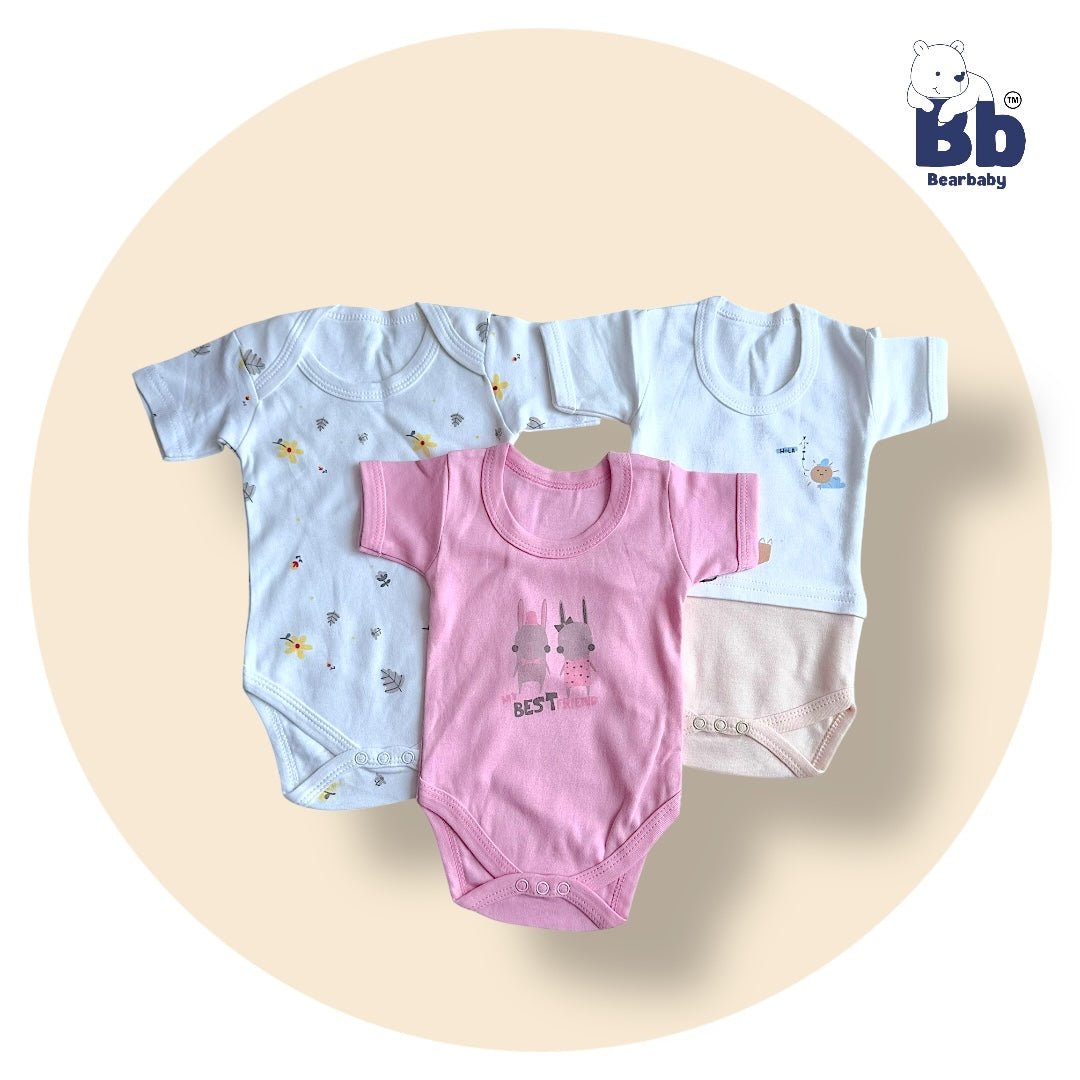 Baby Cotton Roamper Half Sleev/UniSex -Size 3M to 6M-Combo Pack Of 3-Multi Print