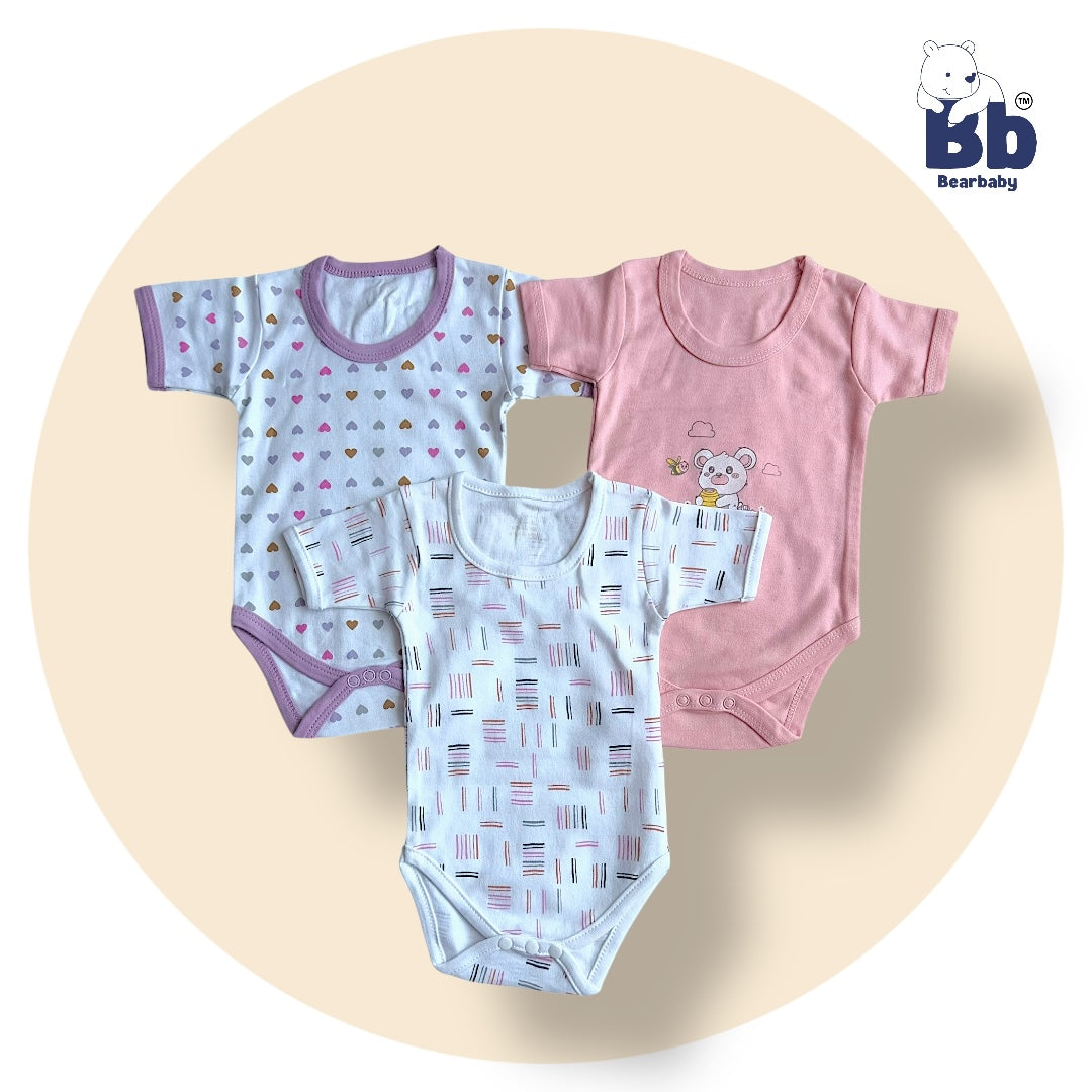 Baby Cotton Roamper Half Sleev/UniSex -Size 3M to 6M-Combo Pack Of 3-Multi Print