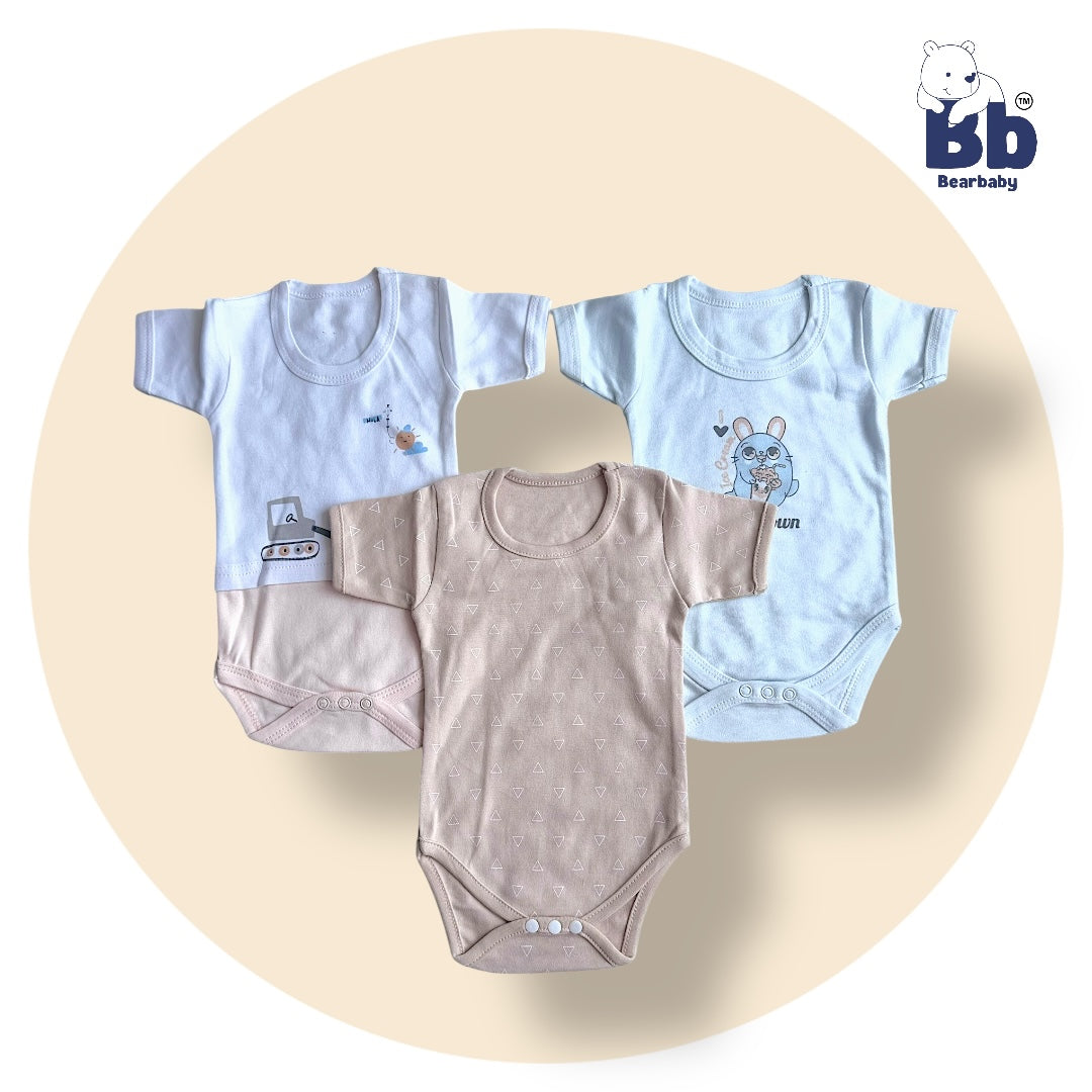 Baby Cotton Roamper Half Sleev/UniSex -Size 3M to 6M-Combo Pack Of 3-Multi Print