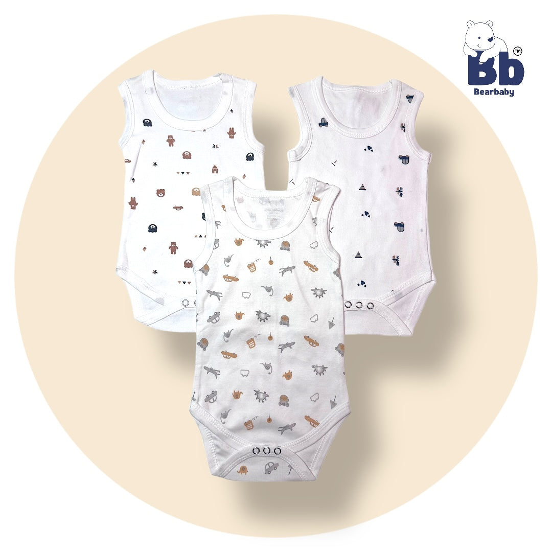 Baby Cotton Roamper Sleevless/UniSex -Size 6M to 9M-Combo Pack Of 3-Multi Print