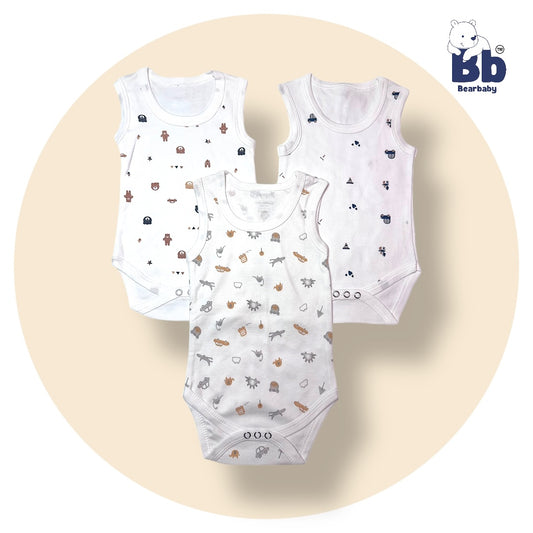 Baby Cotton Roamper Sleevless/UniSex -Size 6M to 9M-Combo Pack Of 3-Multi Print