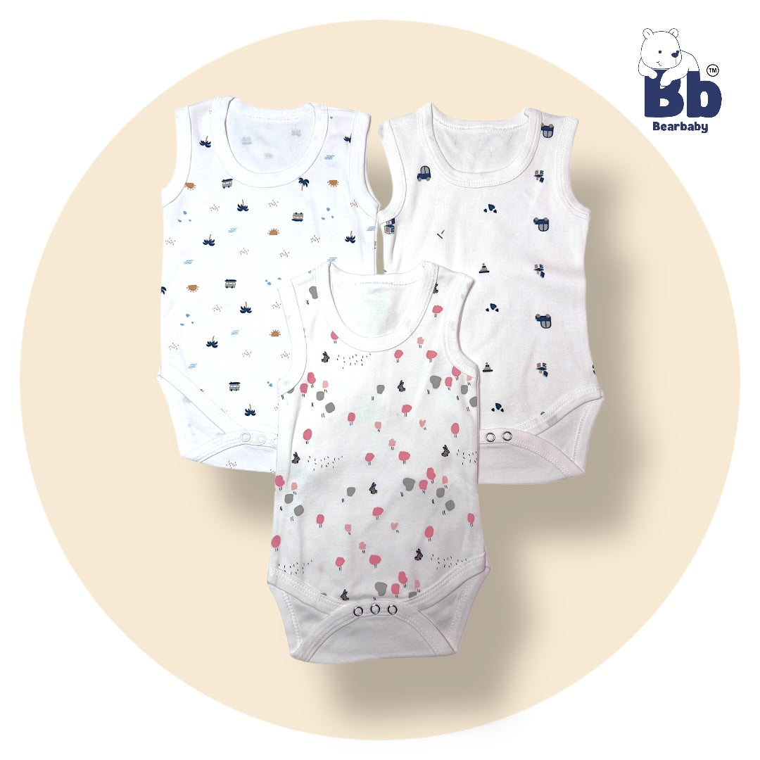 Baby Cotton Roamper Sleevless/UniSex -Size 6M to 9M-Combo Pack Of 3-Multi Print