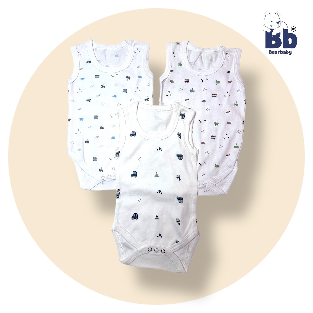 Baby Cotton Roamper Sleevless/UniSex -Size 6M to 9M-Combo Pack Of 3-Multi Print