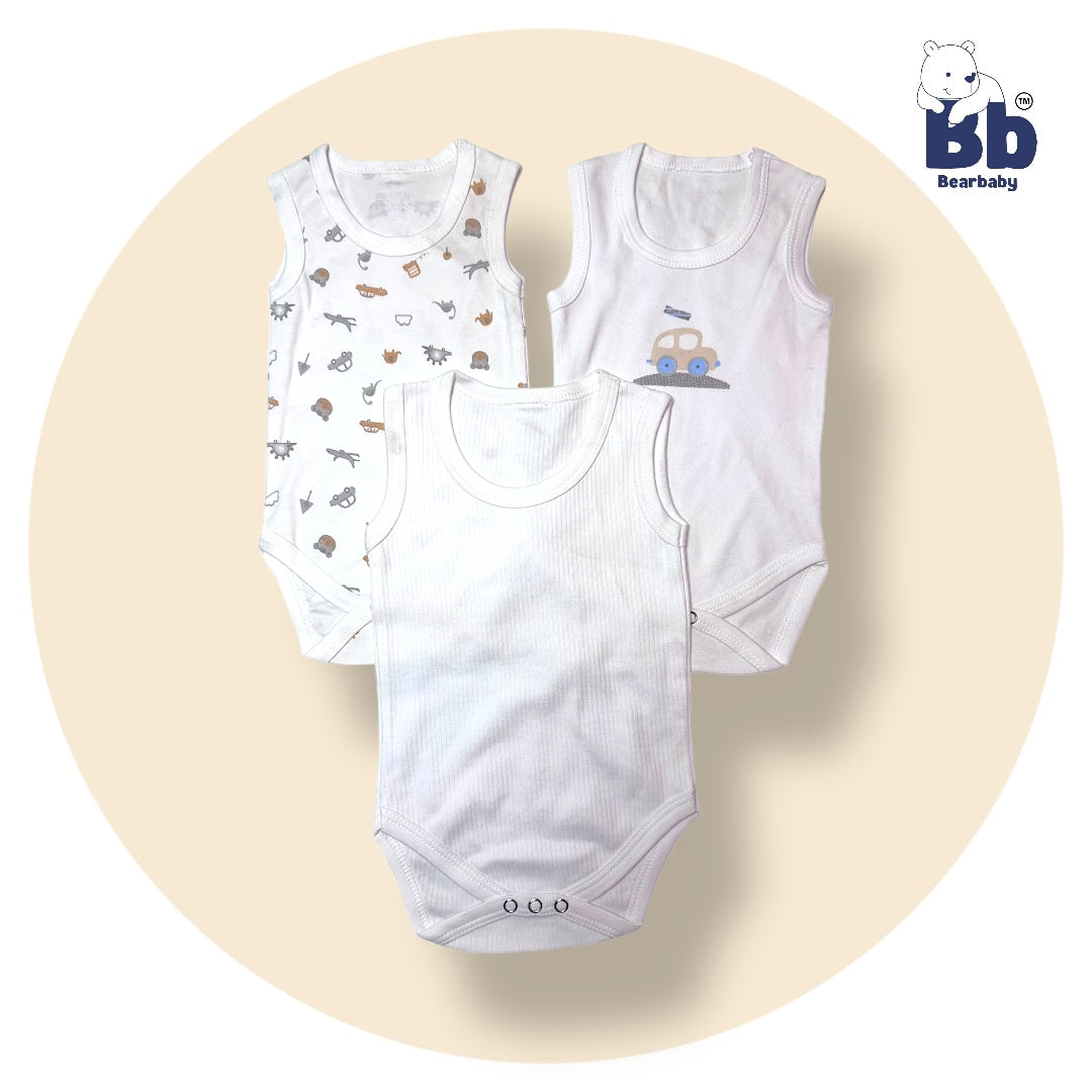 Baby Cotton Roamper Sleevless/UniSex -Size 6M to 9M-Combo Pack Of 3-Multi Print