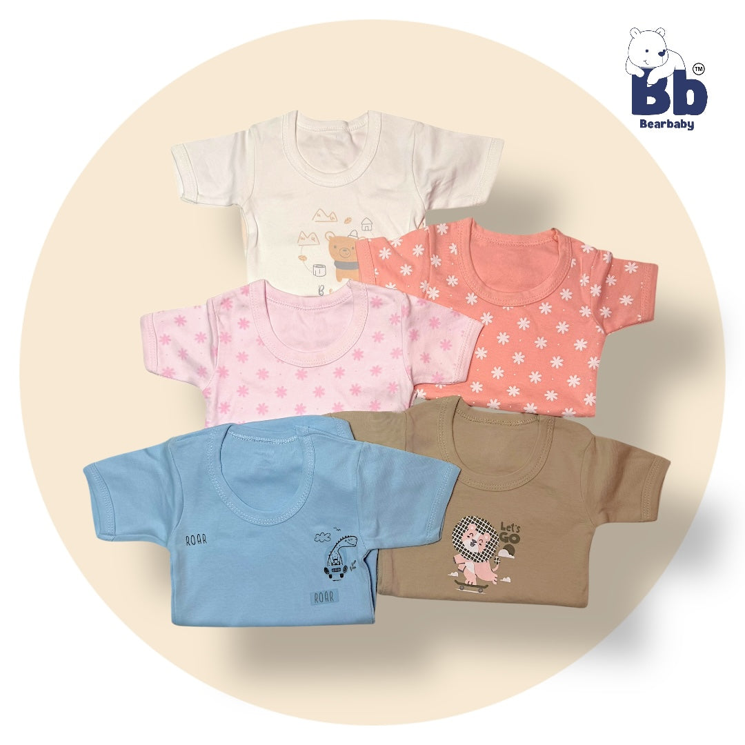 Baby Cotton Roamper Half Sleev/UniSex -Size 6M to 9M-Combo Pack Of 5-Multi Print