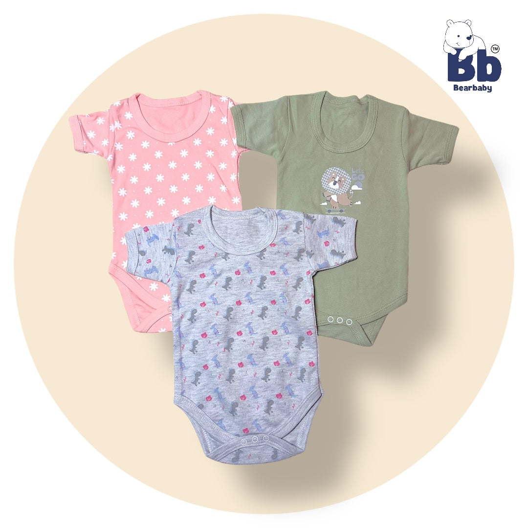 Baby Cotton Roamper Half Sleev/UniSex -Size 6M to 9M-Combo Pack Of 3-Multi Print