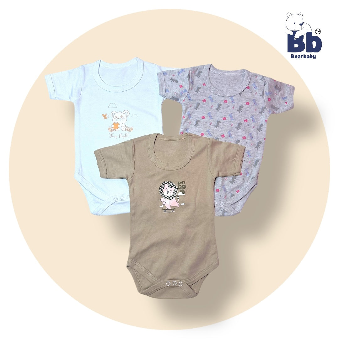 Baby Cotton Roamper Half Sleev/UniSex -Size 6M to 9M-Combo Pack Of 3-Multi Print