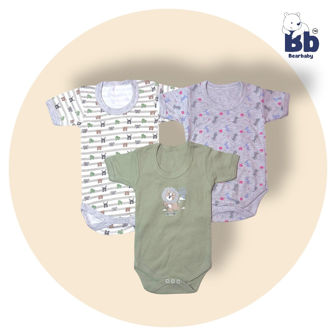 Baby Cotton Roamper Half Sleev/UniSex -Size 6M to 9M-Combo Pack Of 3-Multi Print