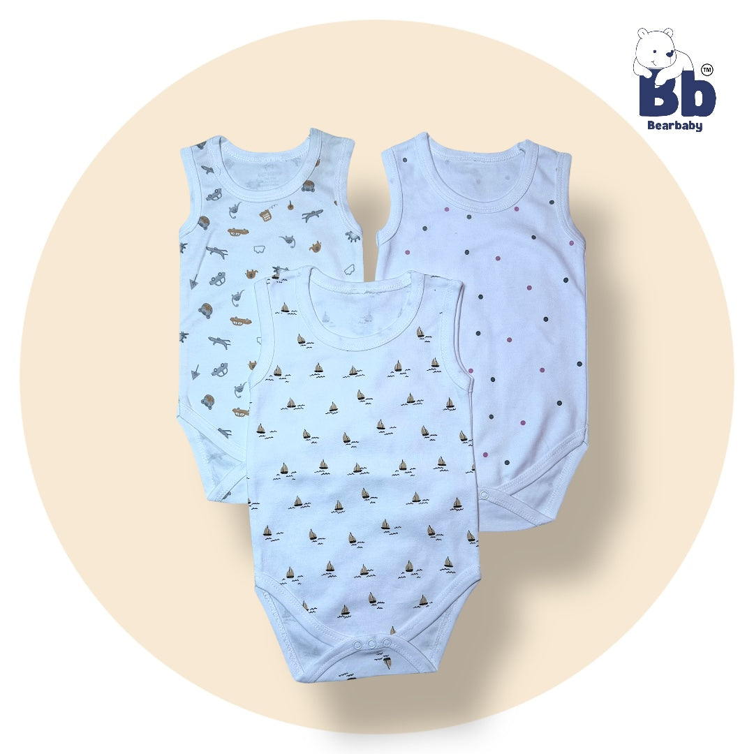 Baby Cotton Roamper Sleevless/UniSex -Size 9M to 12M-Combo Pack Of 3-Multi Print