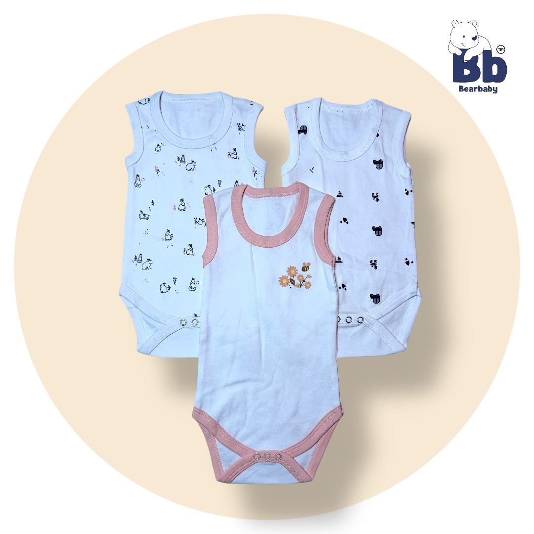 Baby Cotton Roamper Sleevless/UniSex -Size 9M to 12M-Combo Pack Of 3-Multi Print