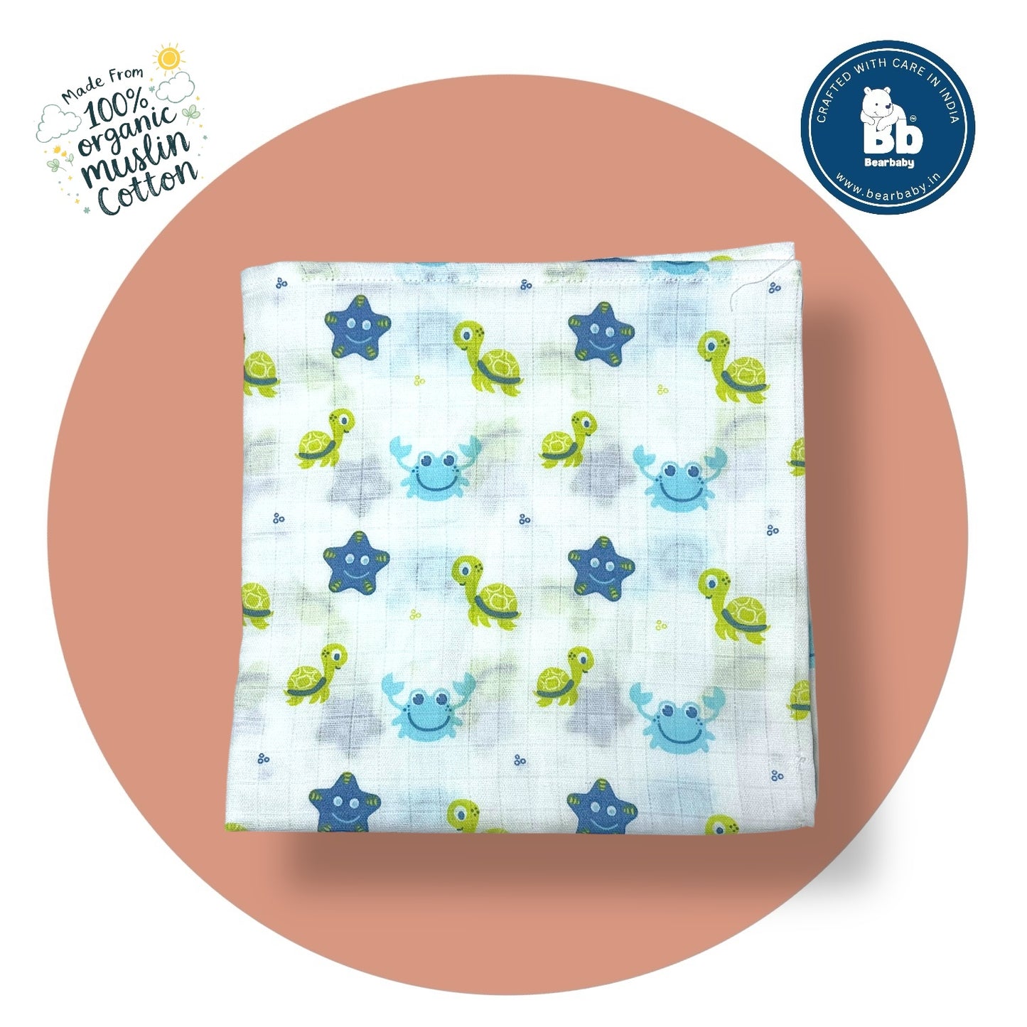 Muslin Soft Cotton Swaddle/Baby Wrapper-Size 100cm*100cm-Combo Pack of 3-Assorted Prints1