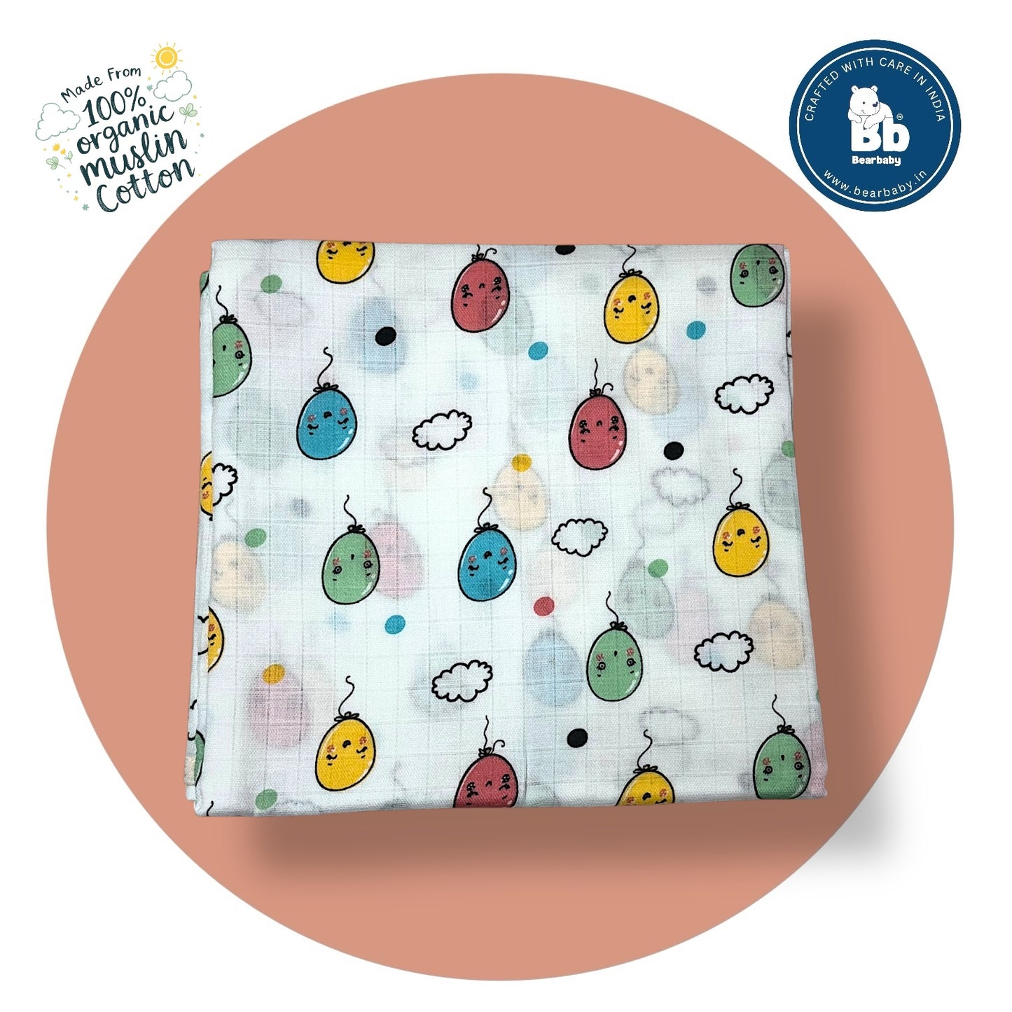 Muslin Towel for Newborn Baby-1Layer/Size 70cm*145cm-Combo Pack 2-Assorted Prints2