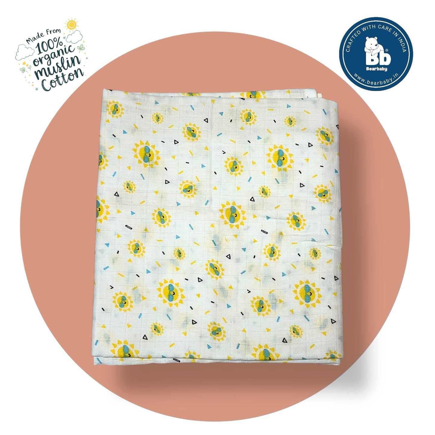 Muslin Towel for Newborn Baby-1Layer/Size 70cm*145cm-Combo Pack 2-Assorted Prints1