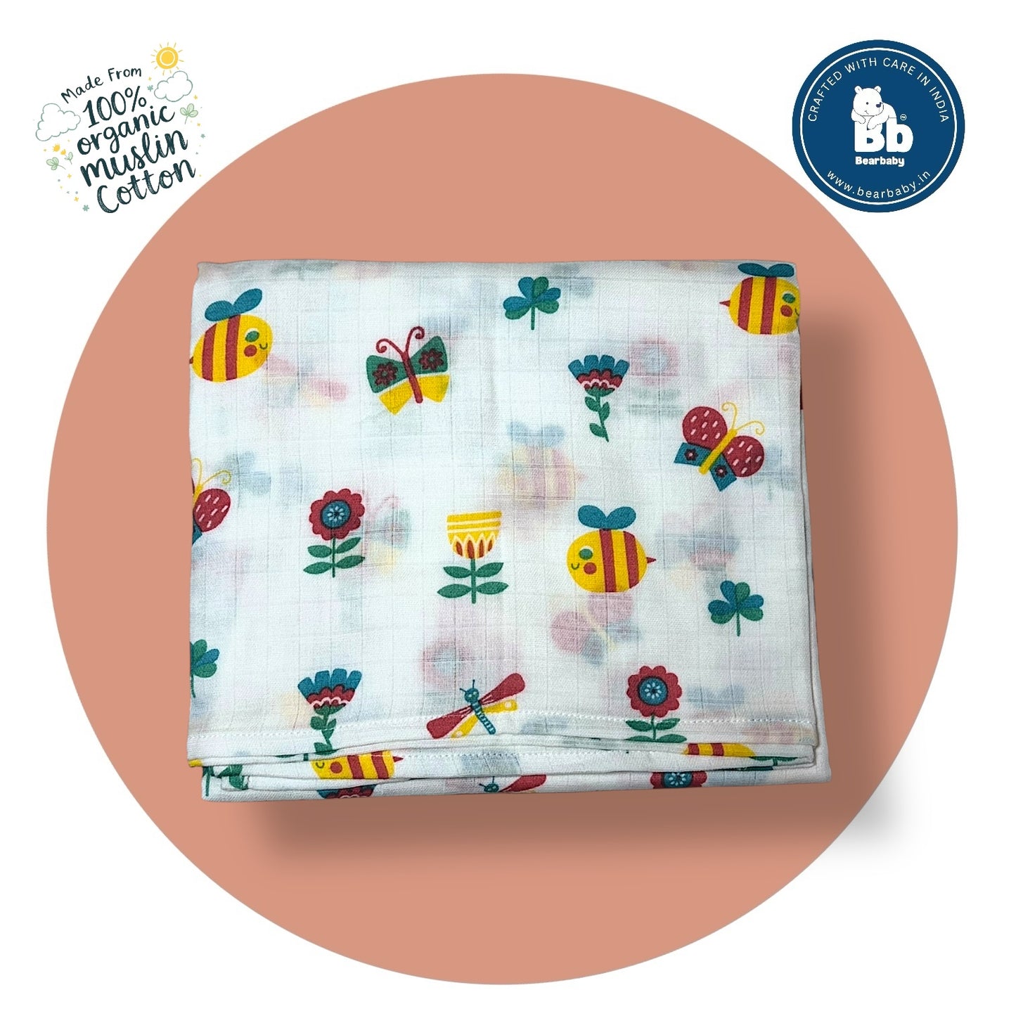 Muslin Towel for Newborn Baby-1Layer/Size 70cm*145cm-Combo Pack 2-Assorted Prints4