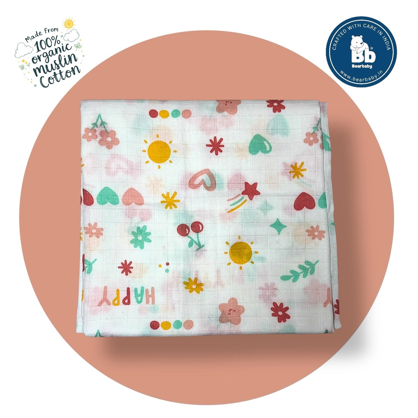 Muslin Towel for Newborn Baby-1Layer/Size 70cm*145cm-Combo Pack 2-Assorted Prints4