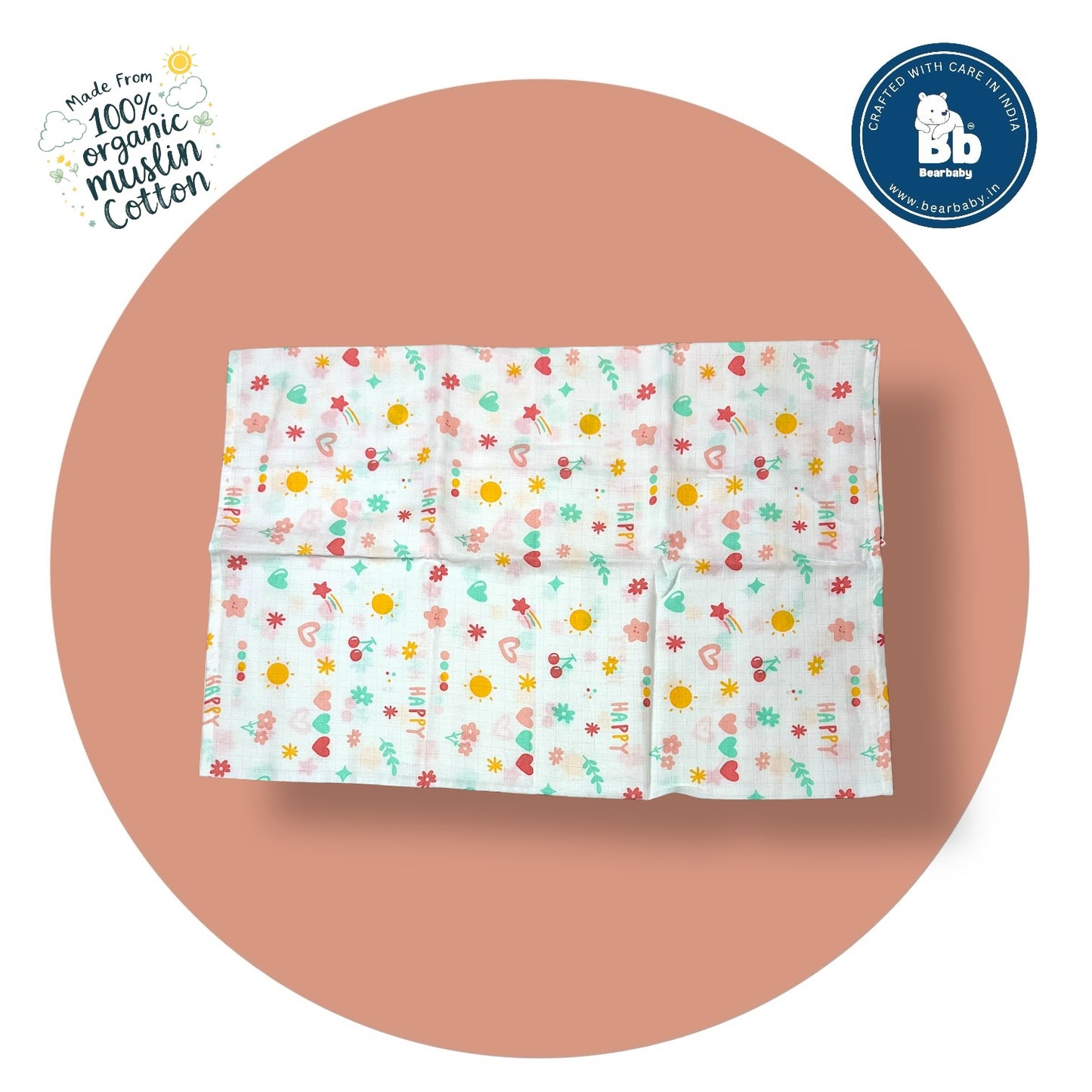 Muslin Towel for Newborn Baby-1Layer/Size 70cm*145cm-Combo Pack 2-Assorted Prints4