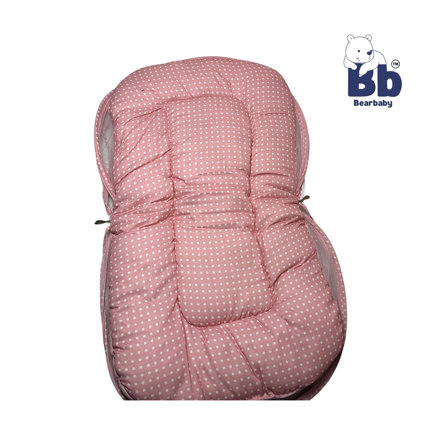 Baby Bed with Thick Mattress & Mosquito Net & Neck Pillowwith Zip Closure-Penguin Hello Winter
