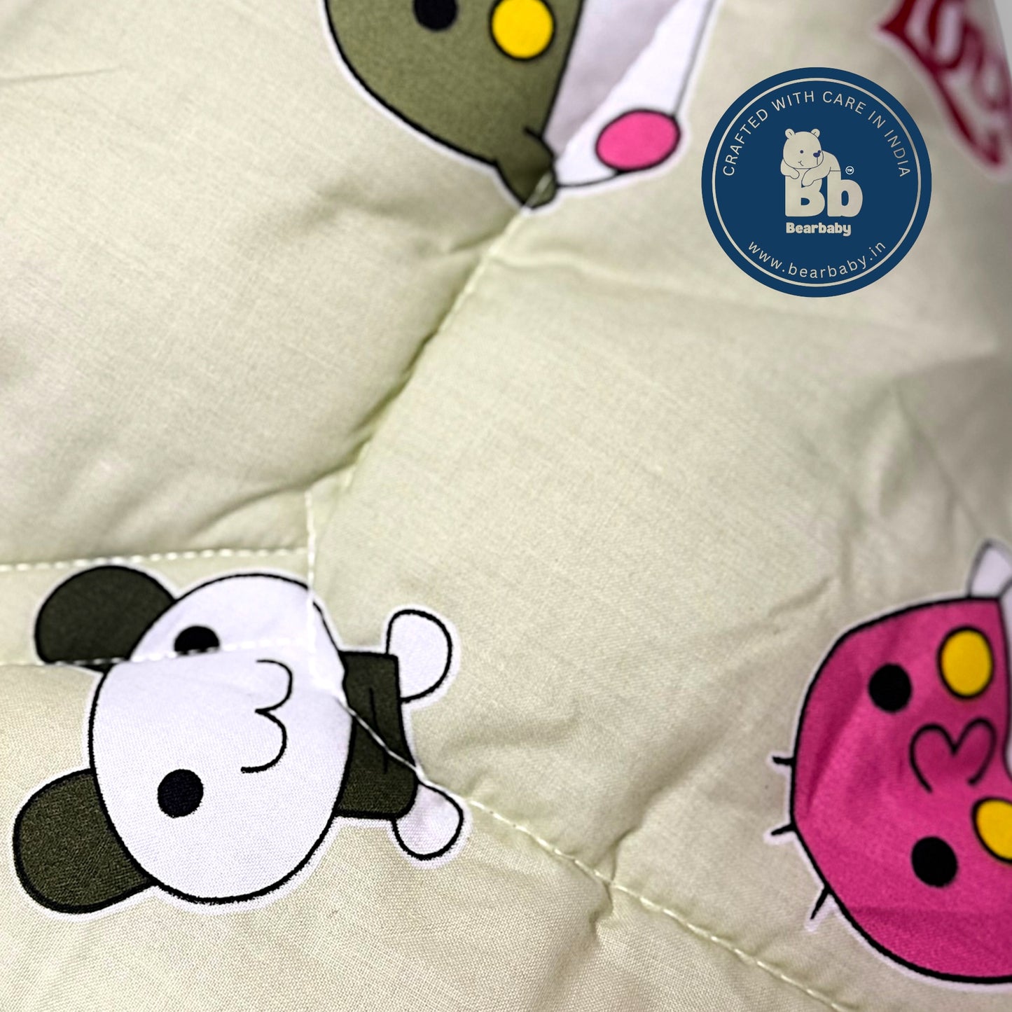 Cotton Quilted Hooded Wrapper/Blanket For Baby-Cartoon Print