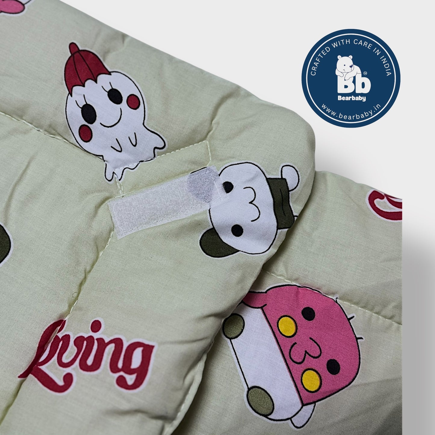 Cotton Quilted Hooded Wrapper/Blanket For Baby-Cartoon Print