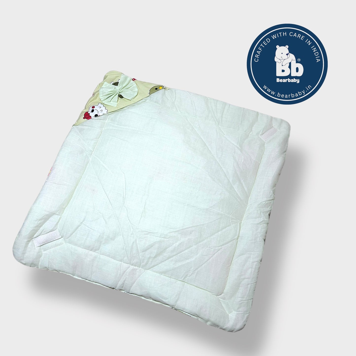 Cotton Quilted Hooded Wrapper/Blanket For Baby-Cartoon Print