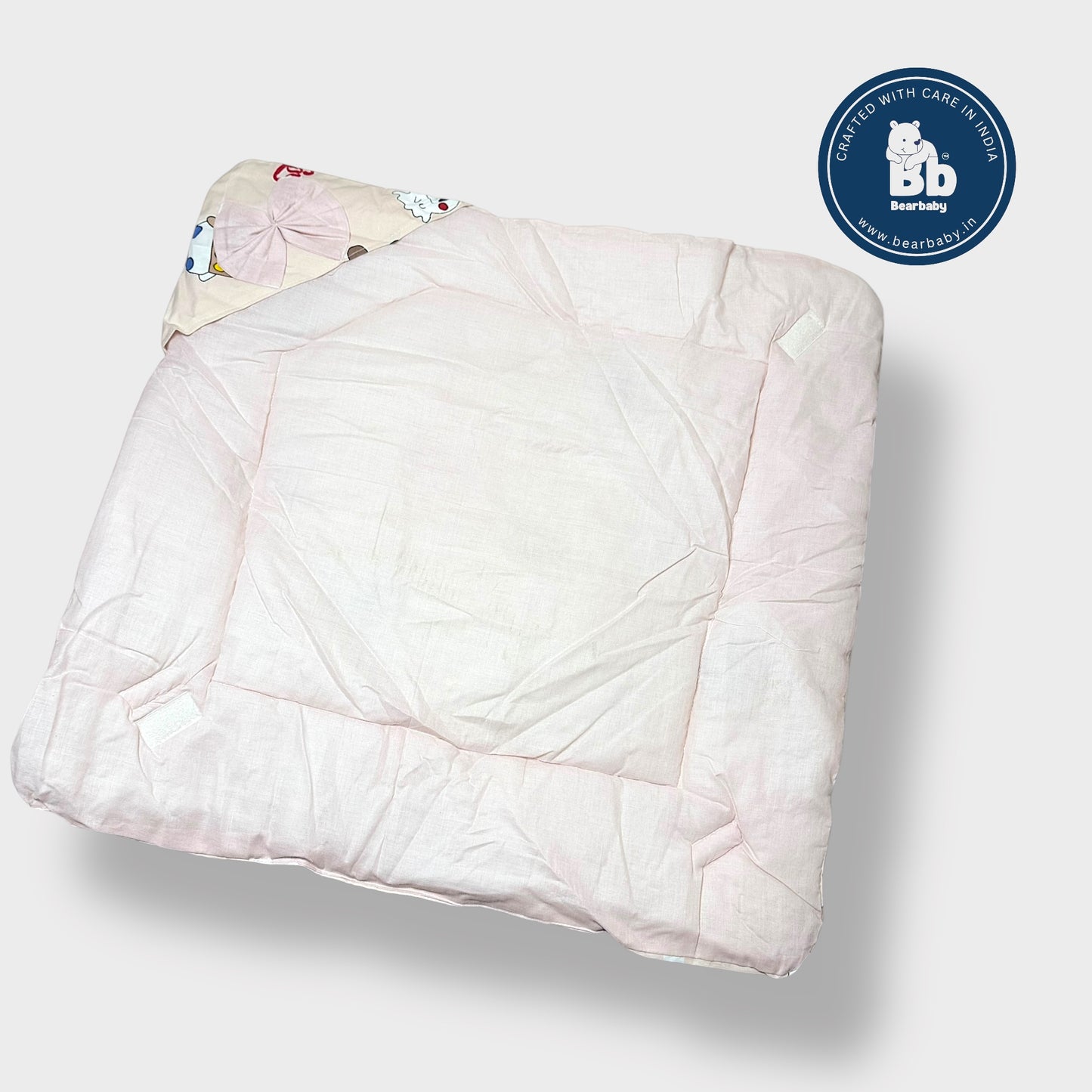 Cotton Quilted Hooded Wrapper/Blanket For Baby-Cartoon Print