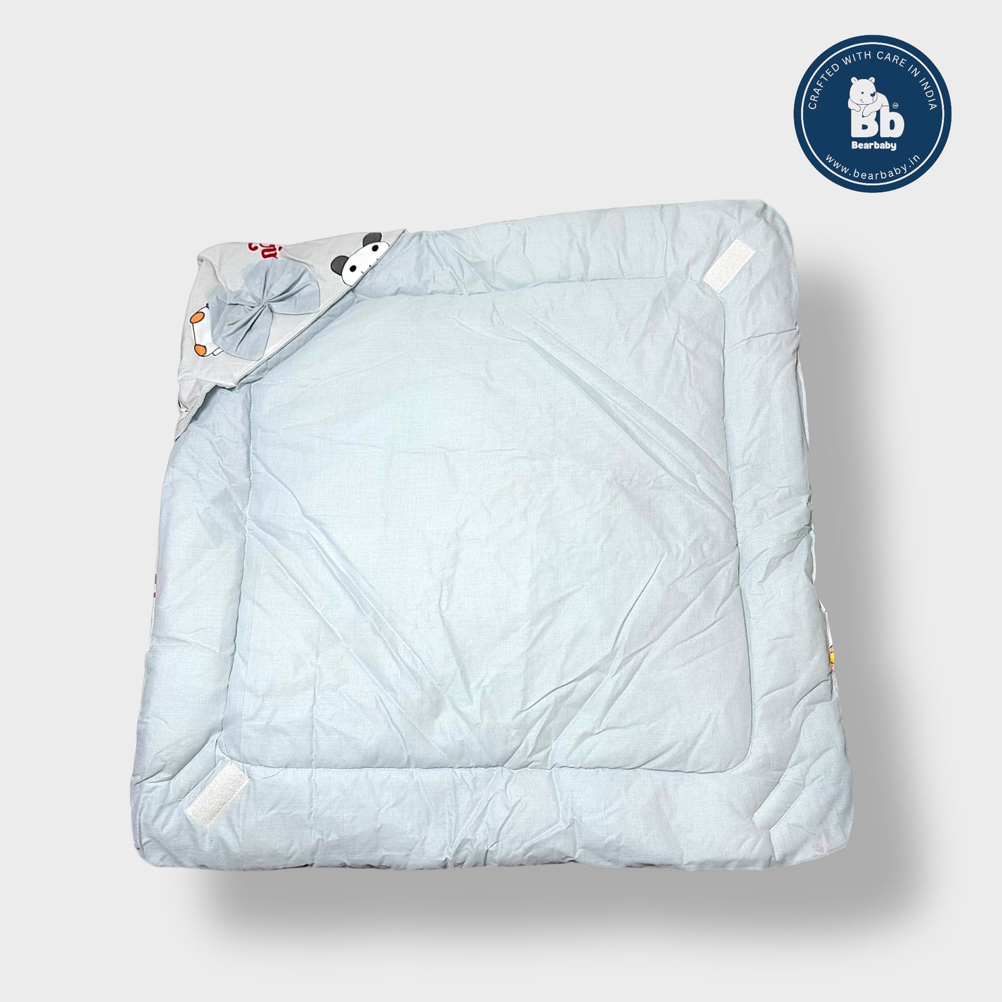 Cotton Quilted Hooded Wrapper/Blanket For Baby-Cartoon Print