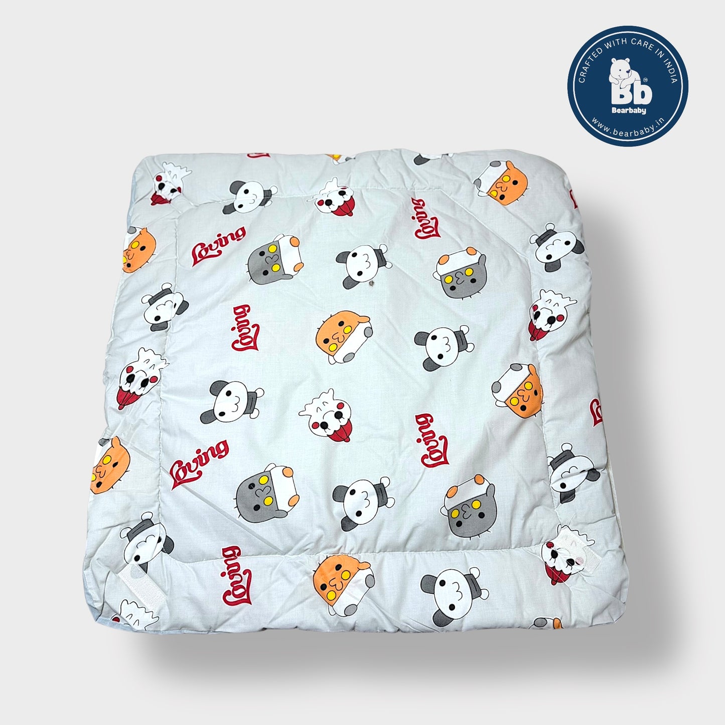 Cotton Quilted Hooded Wrapper/Blanket For Baby-Cartoon Print