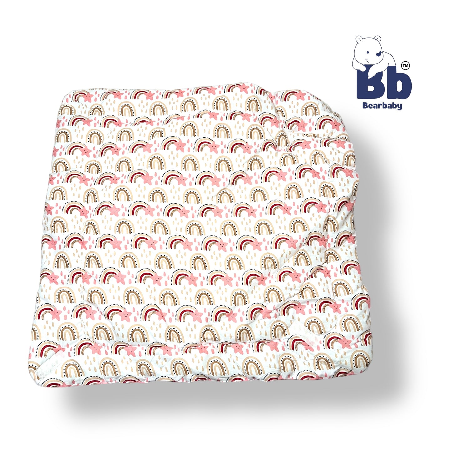 Cotton Quilted Hooded Wrapper/Blanket For Baby-Rainbow Print