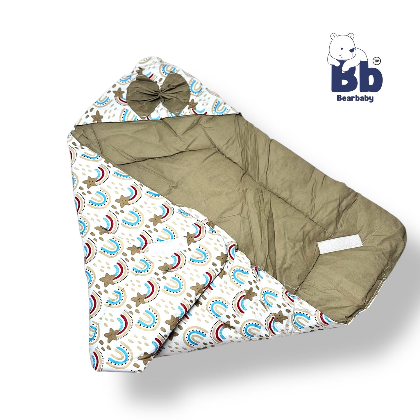 Cotton Quilted Hooded Wrapper/Blanket For Baby-Rainbow Print