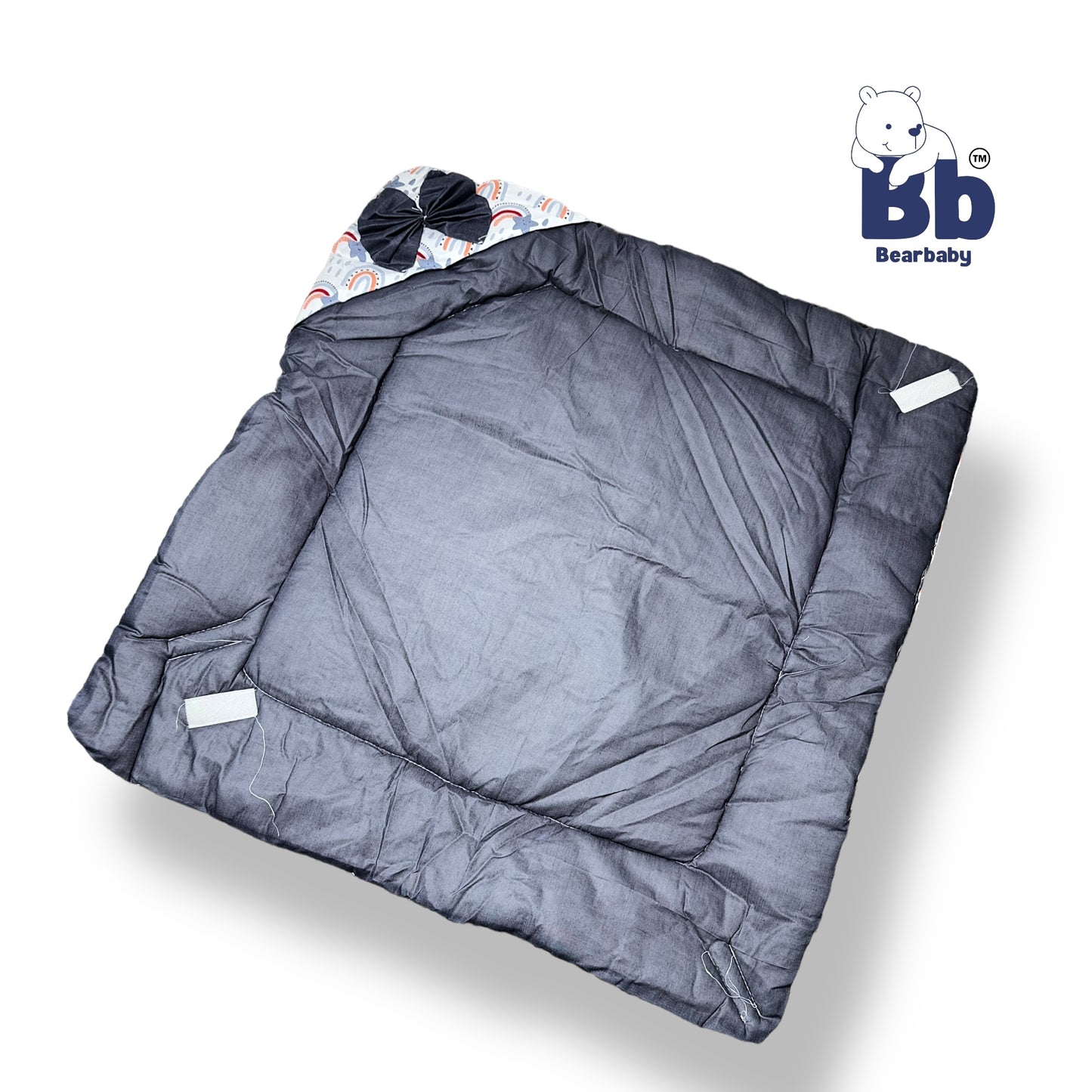 Cotton Quilted Hooded Wrapper/Blanket For Baby-Rainbow Print