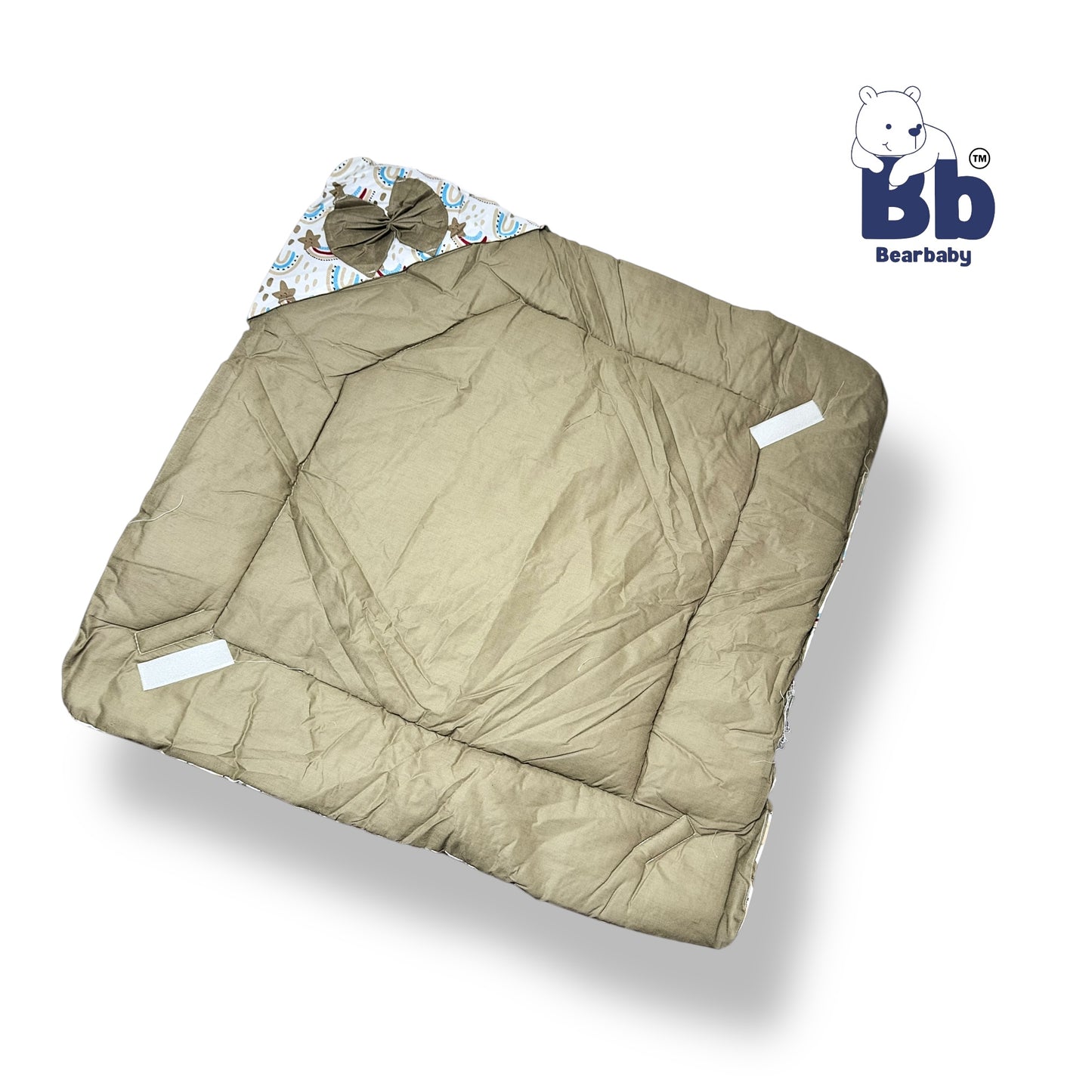 Cotton Quilted Hooded Wrapper/Blanket For Baby-Rainbow Print