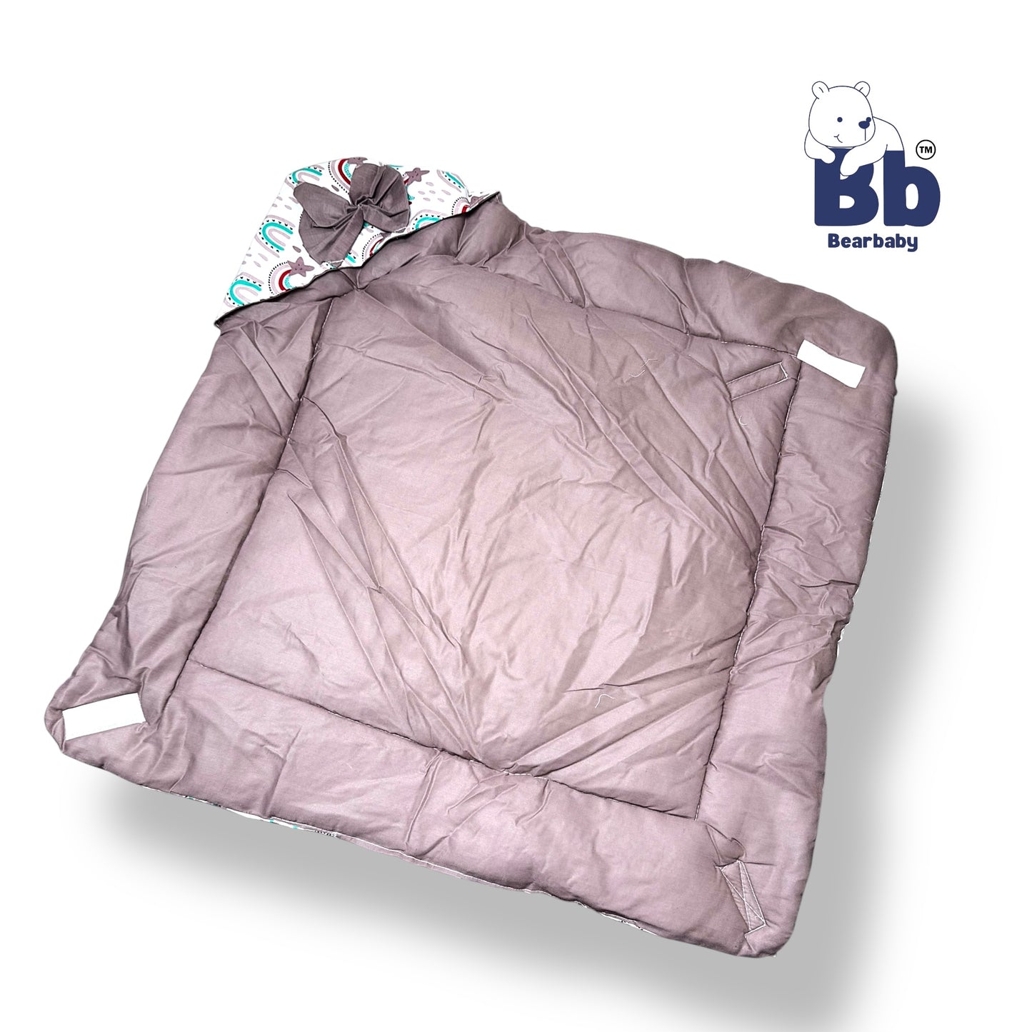 Cotton Quilted Hooded Wrapper/Blanket For Baby-Rainbow Print