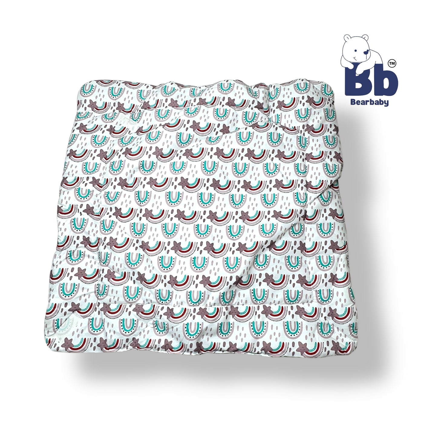 Cotton Quilted Hooded Wrapper/Blanket For Baby-Rainbow Print