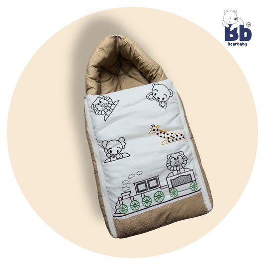 BearBaby Premium Embroidery Print 3-in-1 Baby Bed | Sleeping Bag, Carry Nest & Mattress | Soft Cotton, Foldable & Washable Newborn Bedding (0–12 Months) 2