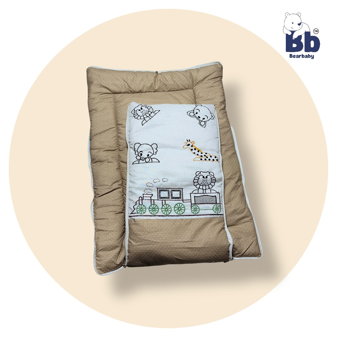 BearBaby Premium Embroidery Print 3-in-1 Baby Bed | Sleeping Bag, Carry Nest & Mattress | Soft Cotton, Foldable & Washable Newborn Bedding (0–12 Months) 2