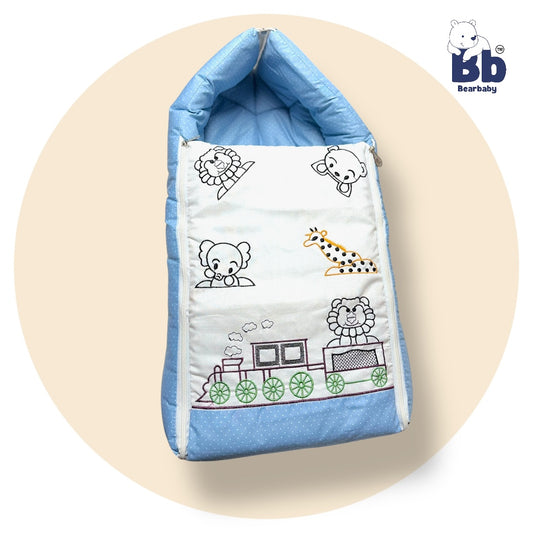BearBaby Premium Embroidery Print 3-in-1 Baby Bed | Sleeping Bag, Carry Nest & Mattress | Soft Cotton, Foldable & Washable Newborn Bedding (0–12 Months) 2