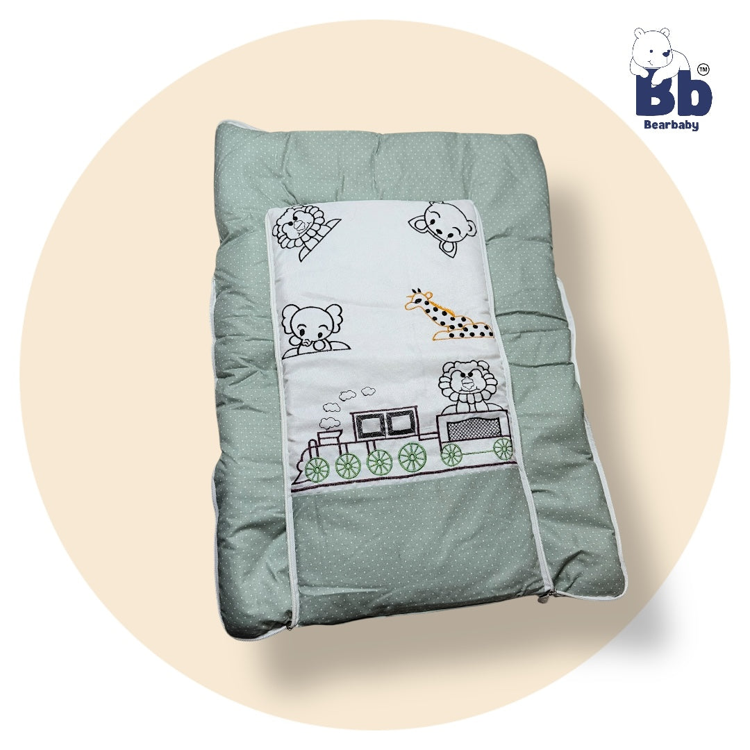 BearBaby Premium Embroidery Print 3-in-1 Baby Bed | Sleeping Bag, Carry Nest & Mattress | Soft Cotton, Foldable & Washable Newborn Bedding (0–12 Months) 2