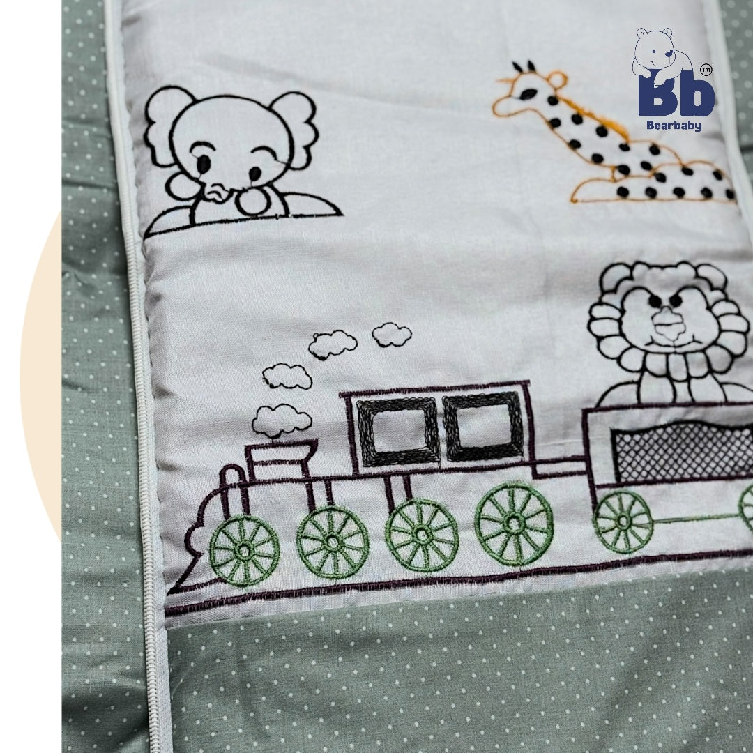 BearBaby Premium Embroidery Print 3-in-1 Baby Bed | Sleeping Bag, Carry Nest & Mattress | Soft Cotton, Foldable & Washable Newborn Bedding (0–12 Months) 2